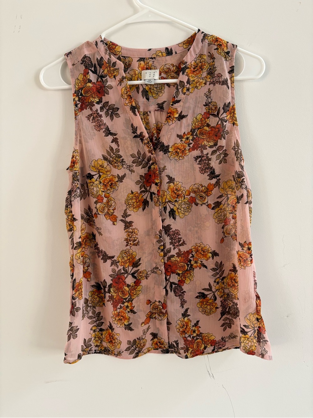 A New Day Floral Sleeveless V-Neck Tank